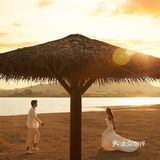 暖色系水景黄昏婚纱照