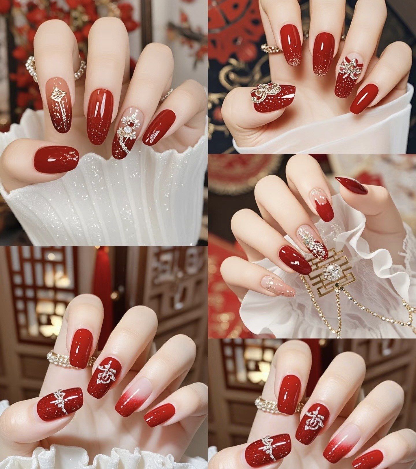 古风,中式,喜庆美甲