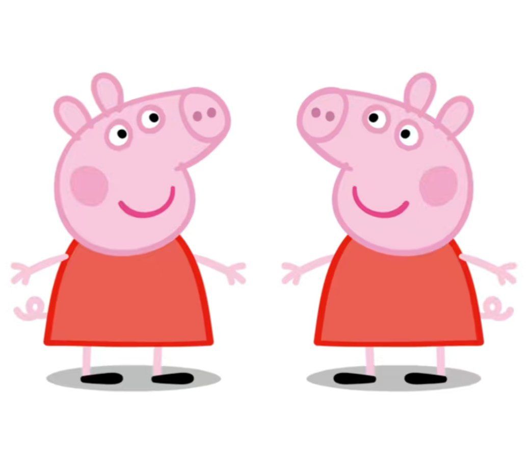 就比如小猪佩奇,侧面的眼睛如果放到正面就会有4只眼睛,这是什么抽象