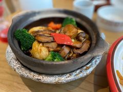 鲍汁金纱鱼腐杂菌煲-粤集·手工粤菜(皇庭广场店)