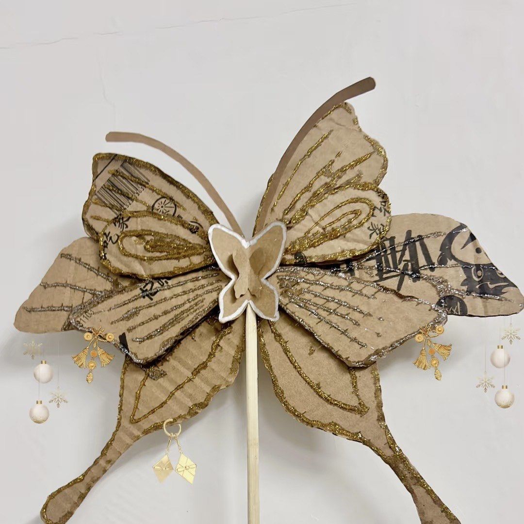 diy厚纸壳蝴蝶扇子,创意无限!🦋✨