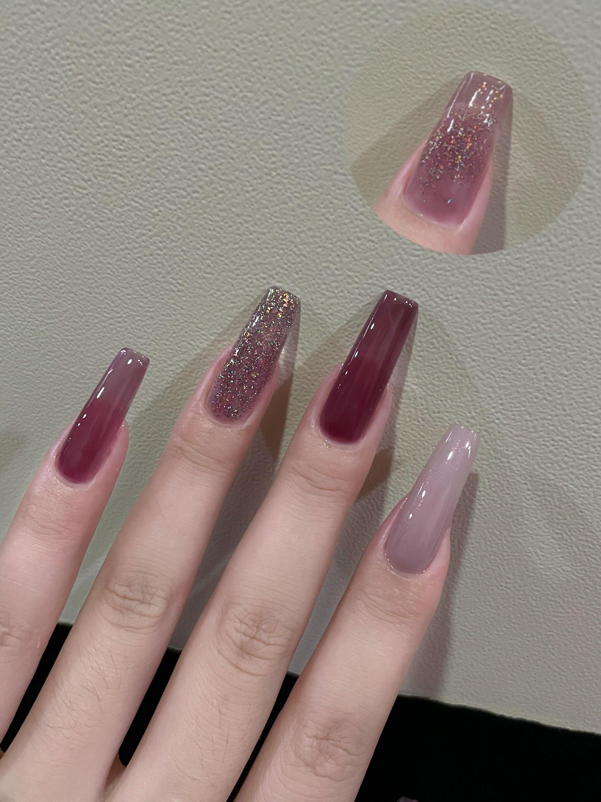 冰摇葡萄|敲心动·爆闪碎钻果冻紫美甲