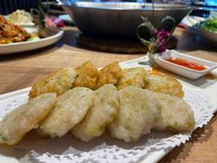 香煎山药虾饼-川旺角川粤融合菜•海景餐厅(星海广场店)