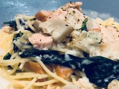 波波蛋奶油菠菜鸭胸意大利面-奎克咖啡Cuiqu(晶品店)