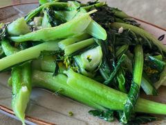 猪油渣炒迟菜心-荔枝红五号农庄