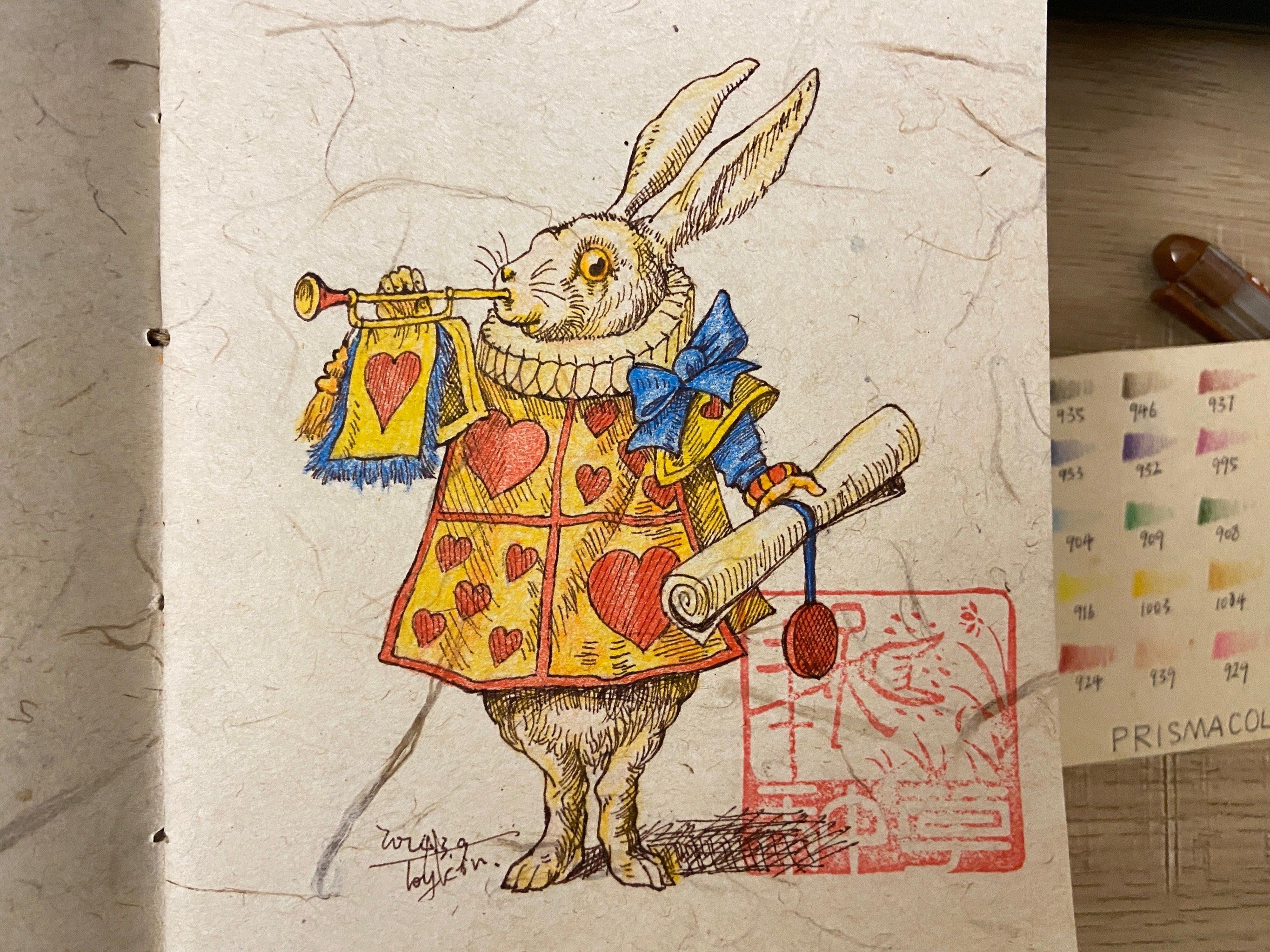 画画集章|爱丽丝梦游仙境兔子