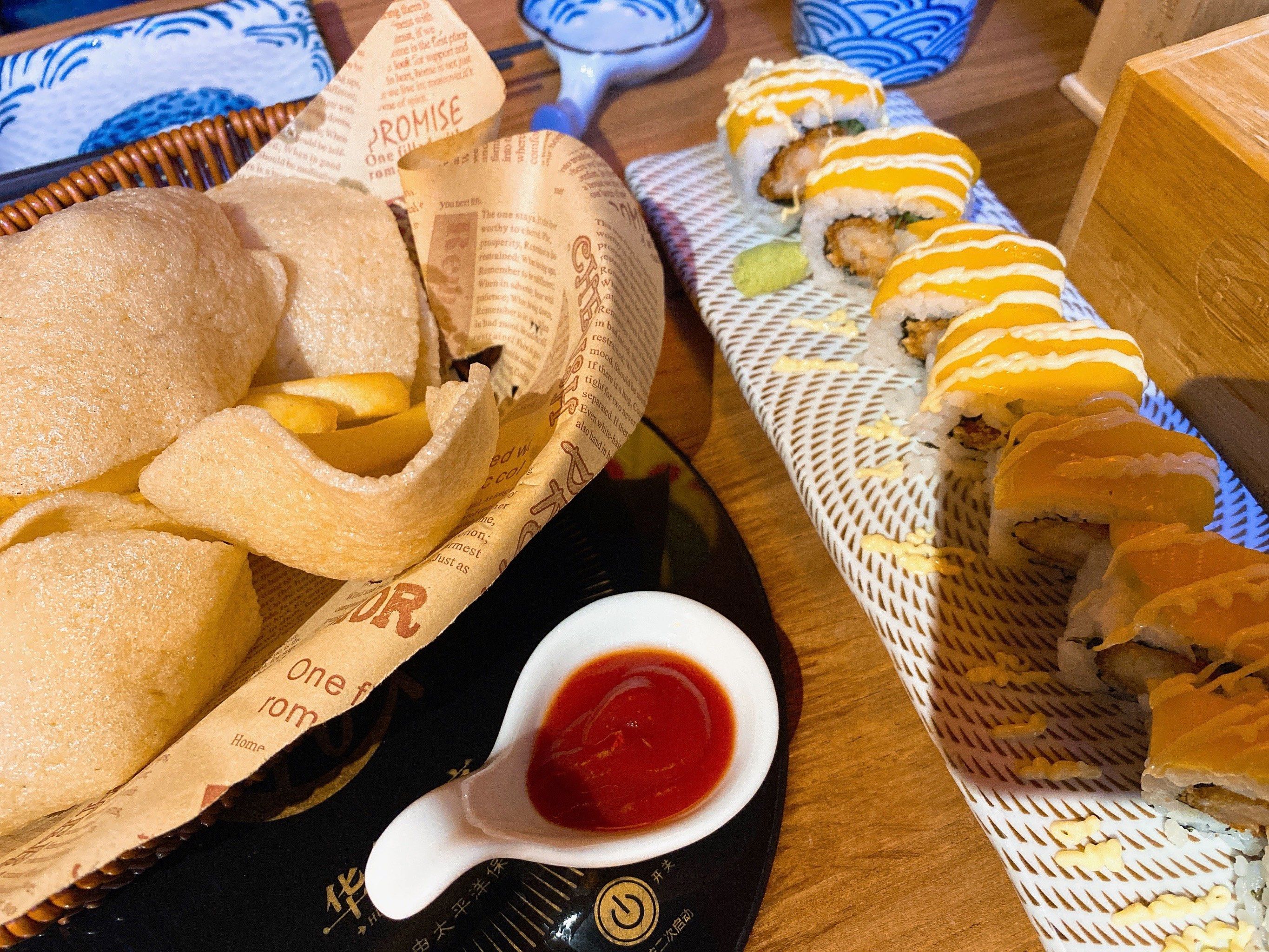 和大虾98好搭
「泰式虾片配薯条」虾片好好吃
「经典寿喜锅」