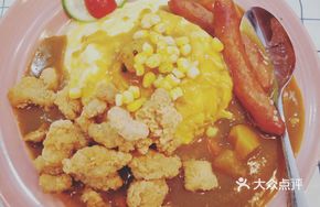 Chicken and Italian Sausage Curry Omelette Rice