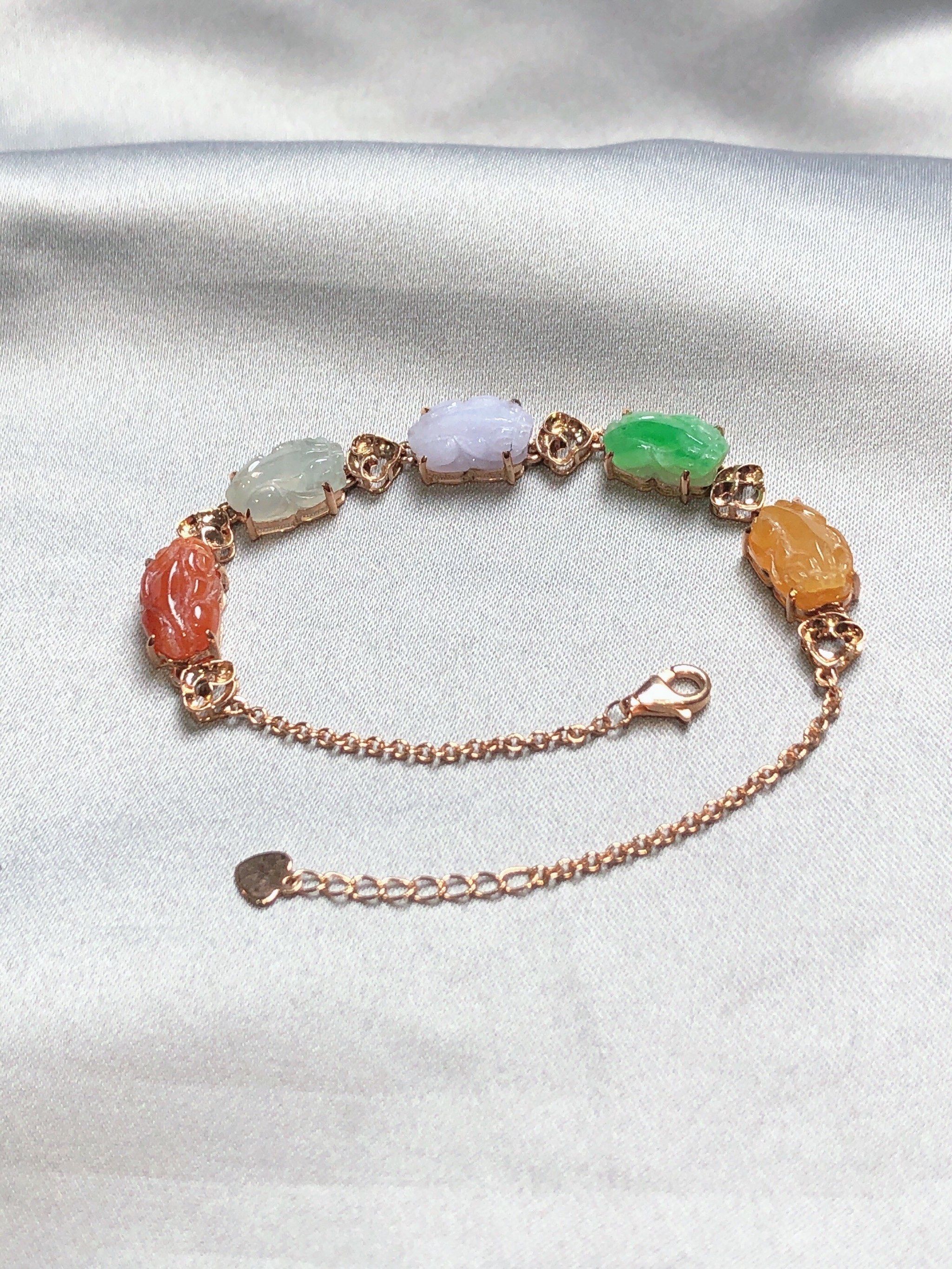 翡翠五彩貔貅手链