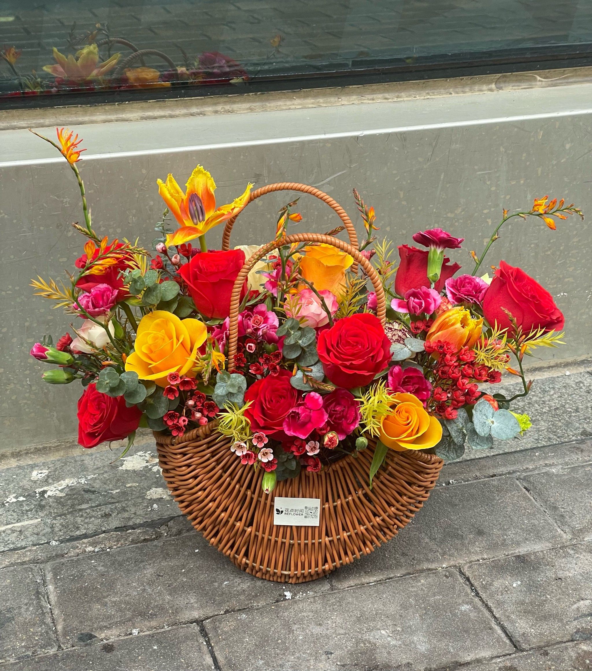 送长辈花篮 #红橙色系花篮 #看到好看的花一定要分享给你 #深圳坏店