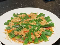 蒜蓉粉丝秋葵-潮三爷砂锅焗海鲜·生腌·海鲜粥(朝晖店)