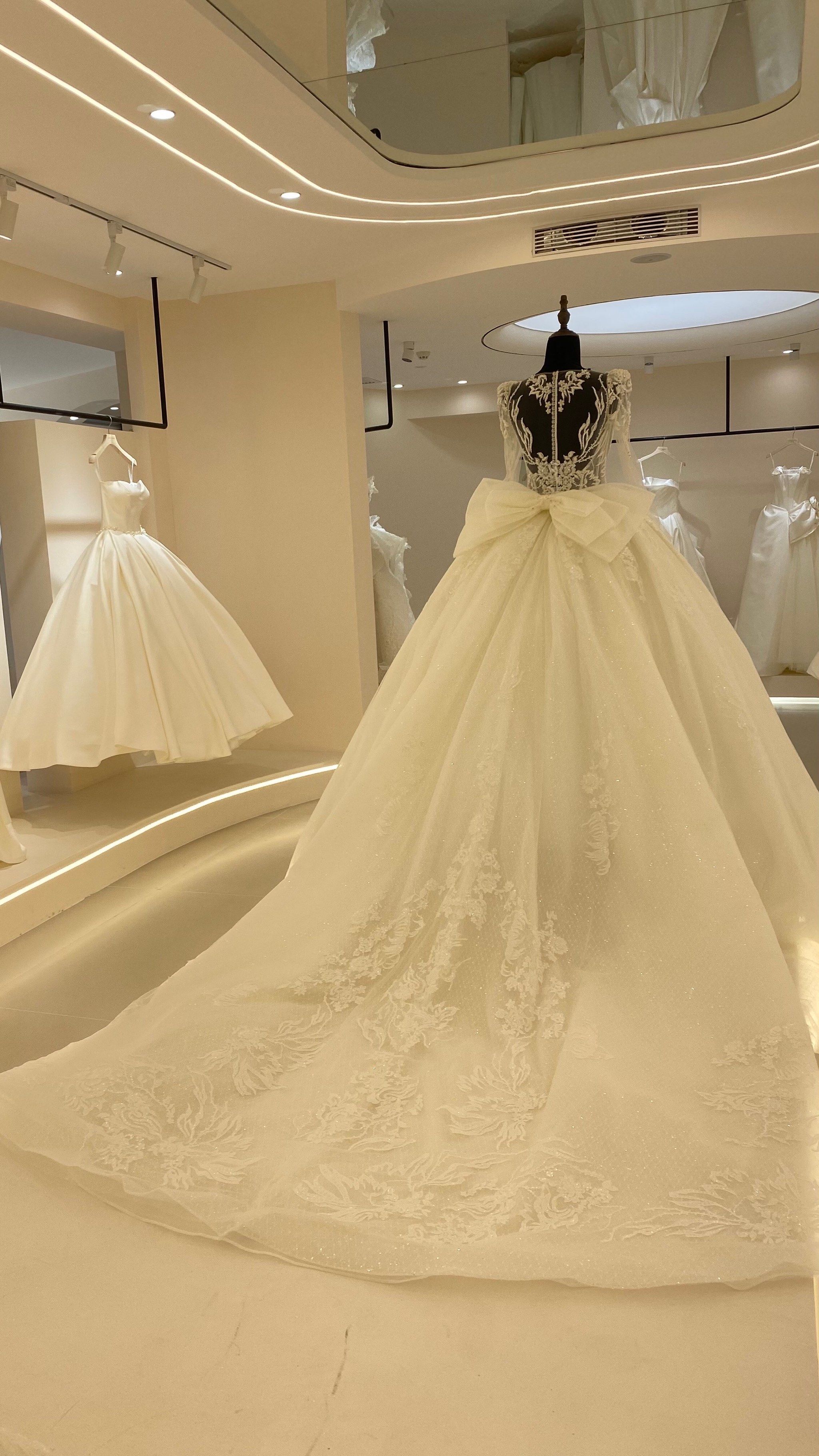 长袖蕾丝细闪婚纱