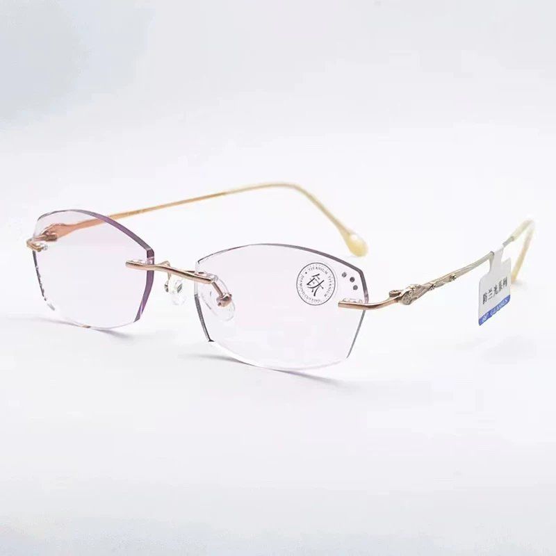 配近视度数无框眼镜架#钻石切边眼镜