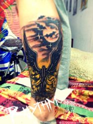 吉林市纹身 律动纹身 小腿外侧纹身-律动刺青