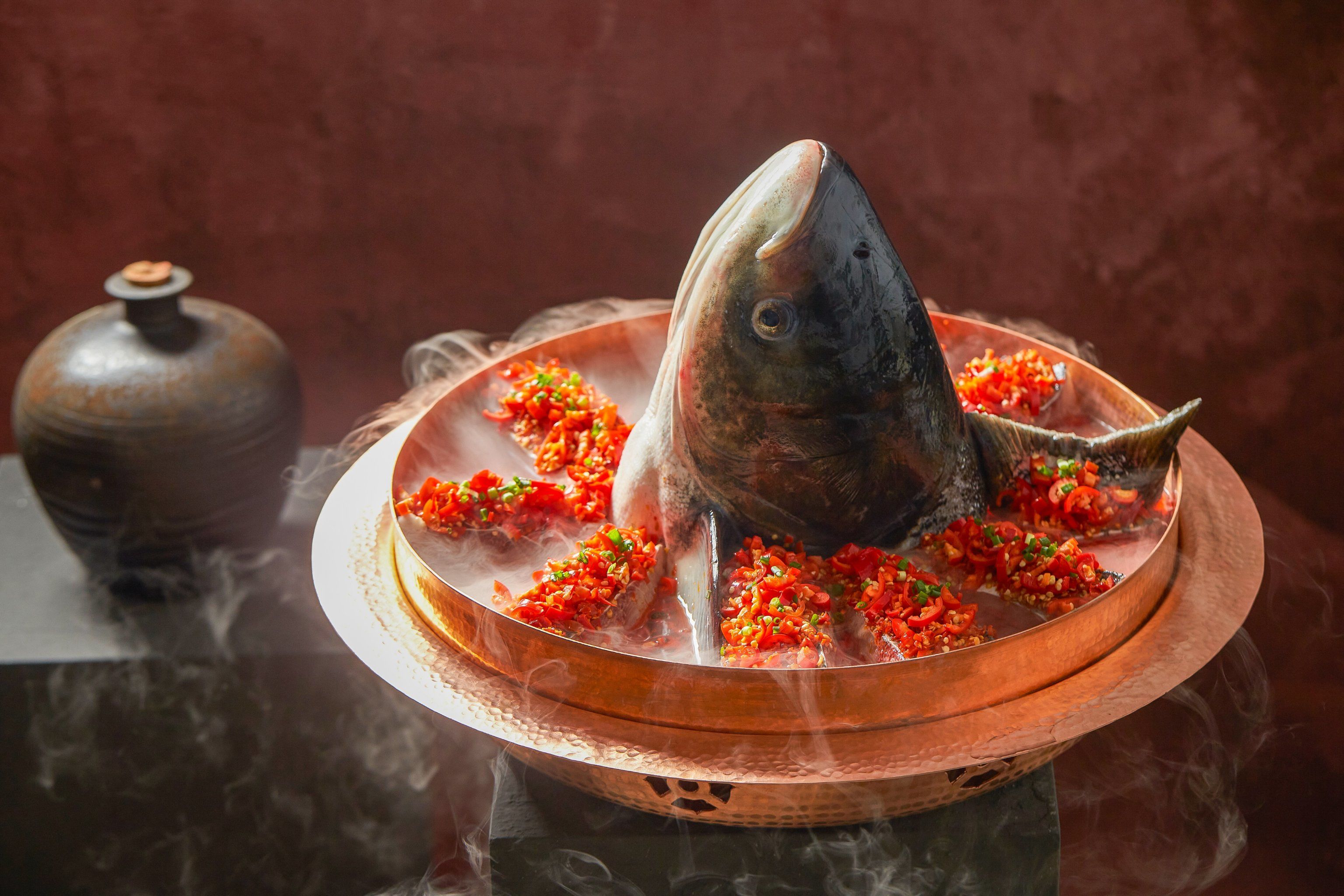 湘粤菜「坛宗剁椒鱼头王」很有食欲的辣椒