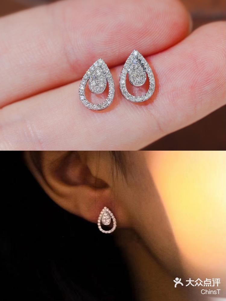 水滴钻石耳钉
