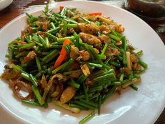 韭菜花炒花甲螺肉-农厨好味·温泉鹅·农家菜