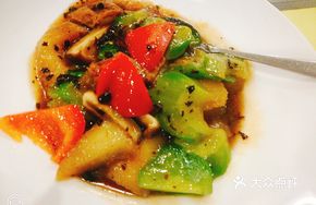 Bitter Melon with Wheat Gluten and Pomelo Peel in Soy Sauce