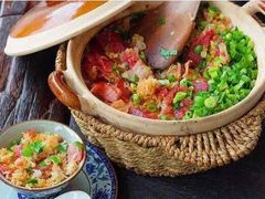煲仔饭-大匠工房古船木艺术餐厅·猪肚鸡专门店(长白仙岛店)
