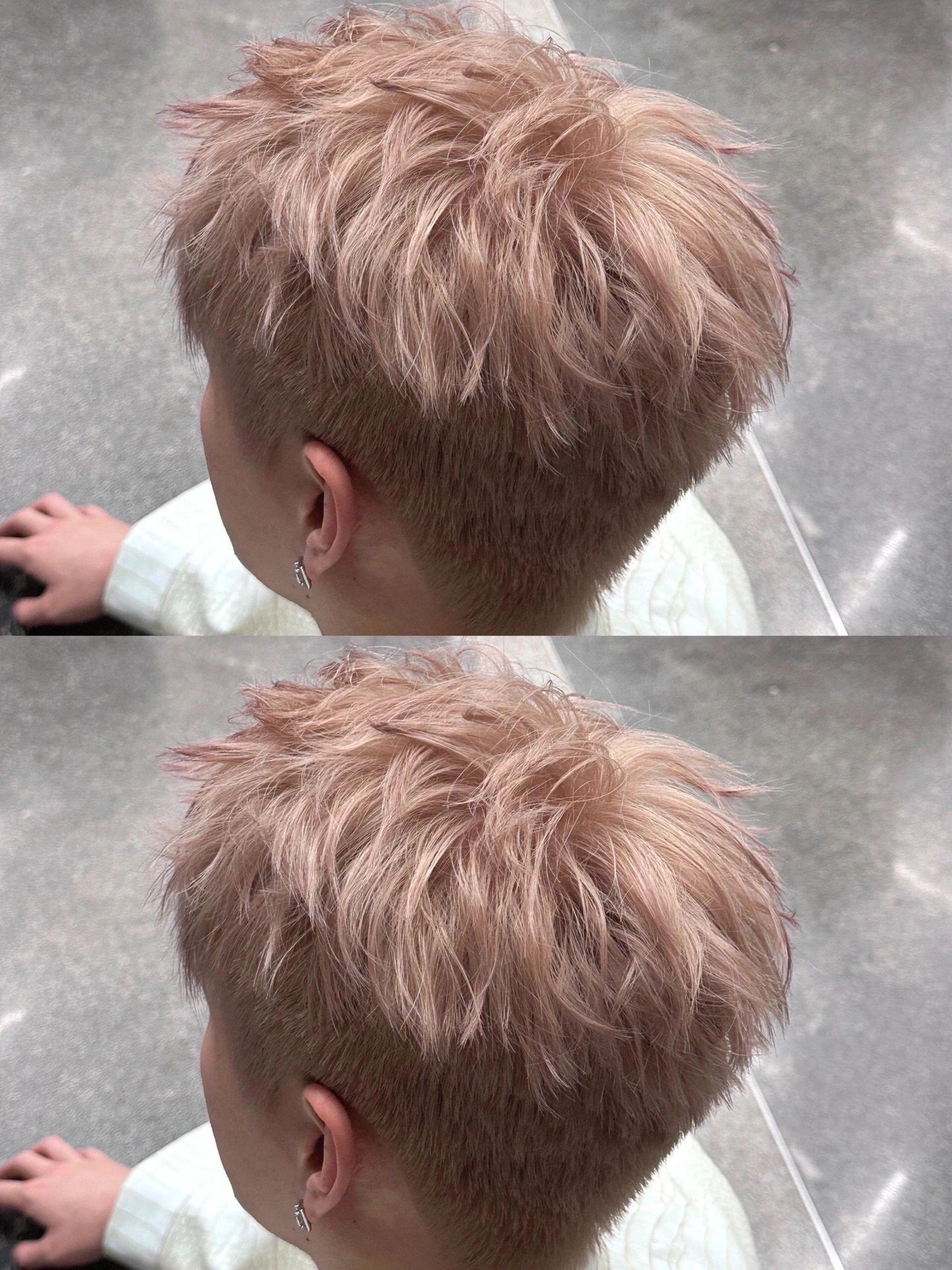 男生粉发 男生高级显白  亚麻浅粉棕