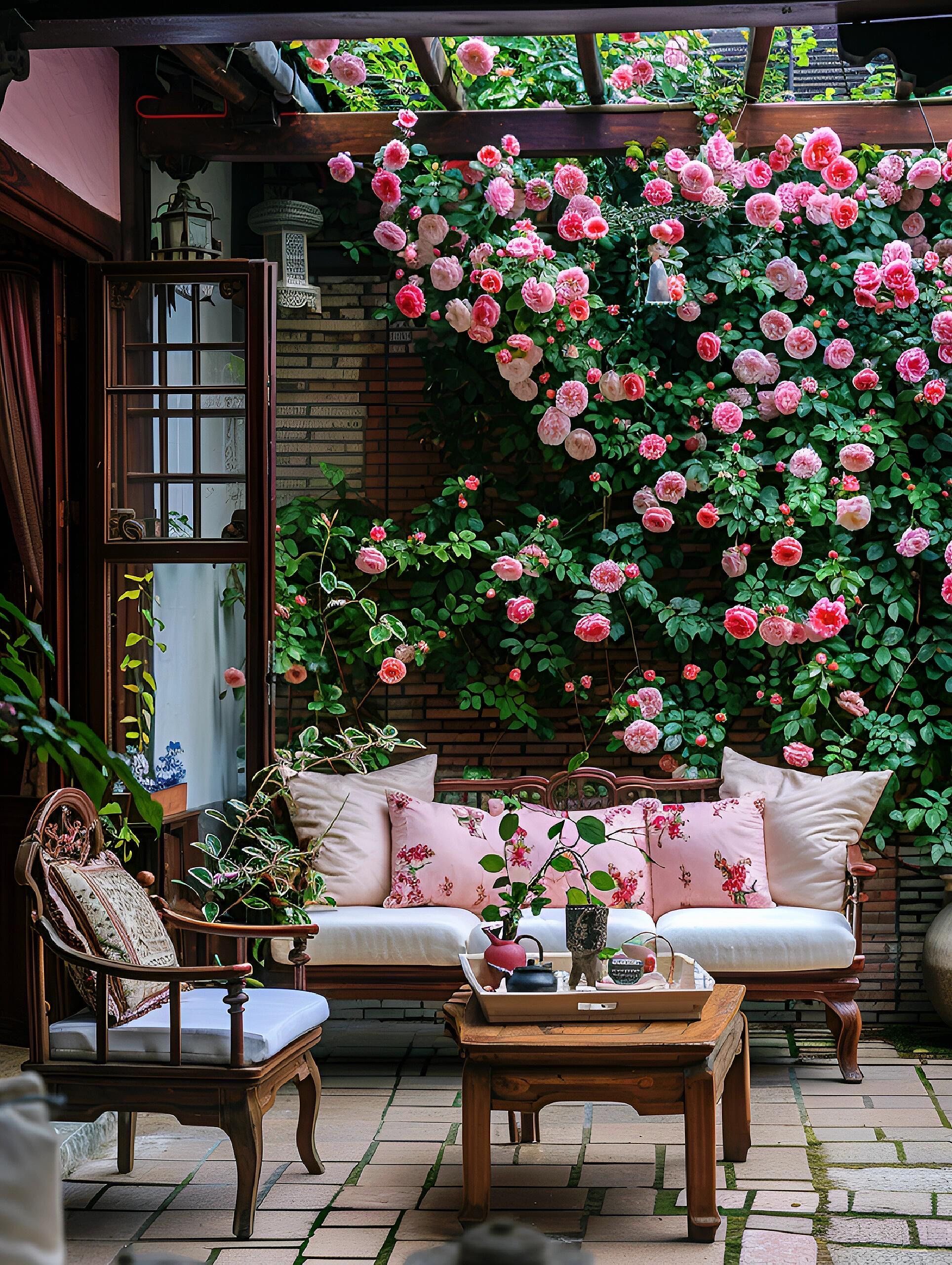 月季花盛开的中式庭院,只有中国人才会懂