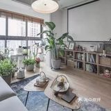 89㎡现代简约，喜欢他家客厅，投影、书架、绿植...