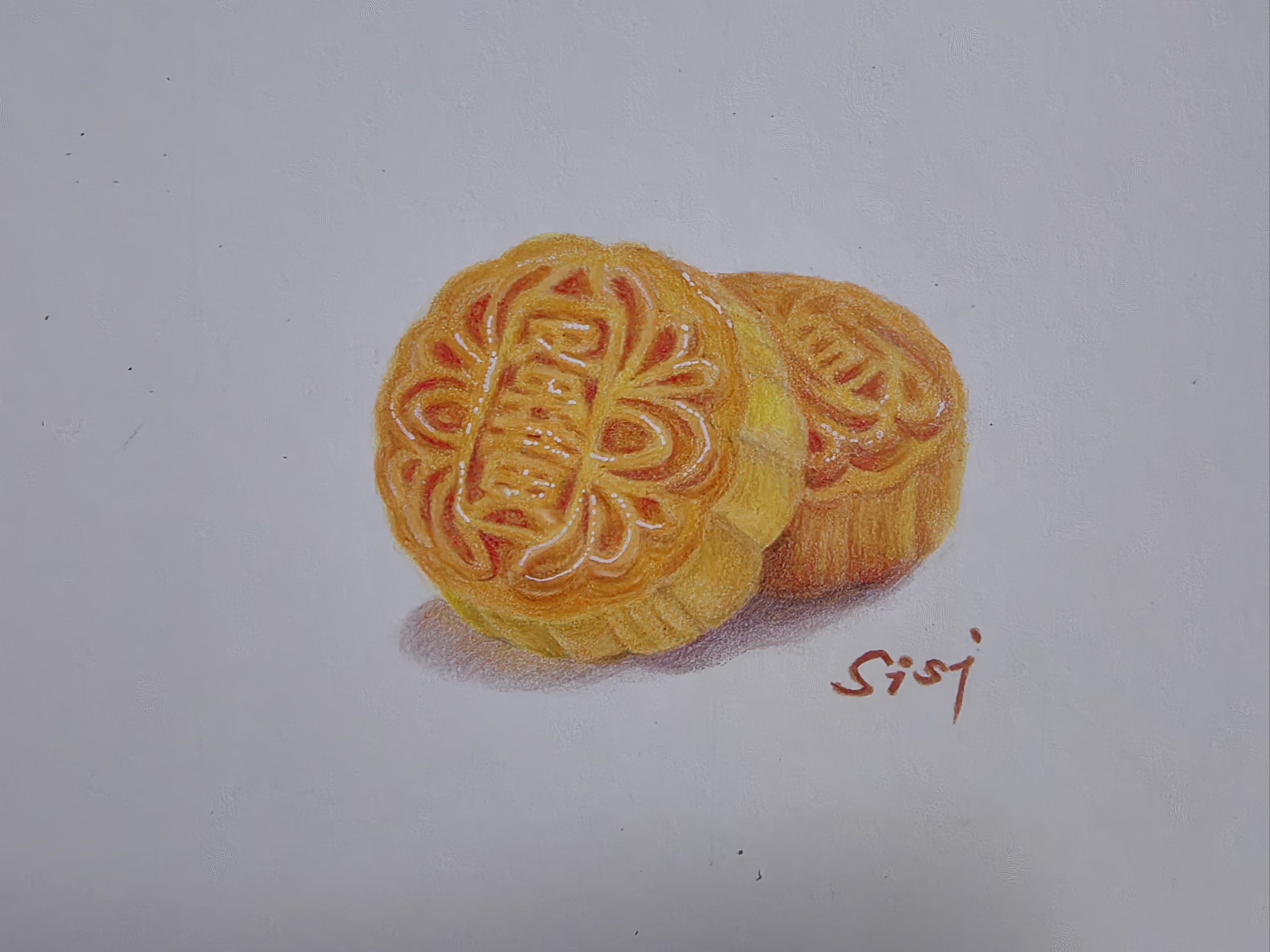 月饼简笔画彩铅图片