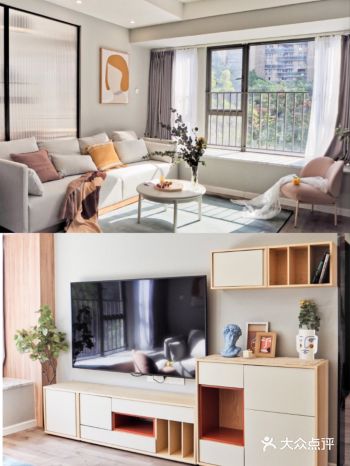 日式原木北欧风格～ 本案中的日式客厅与书房用长虹玻璃