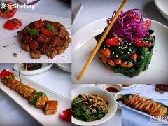 菠菜花生，素鸭，牛柳雪茸菇，瑶柱铁板豆腐-唐廊烤鸭店(工体店)