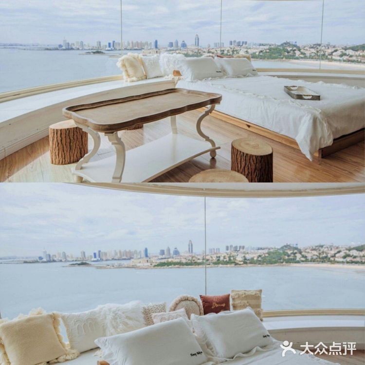 100多💰青岛270°海景民宿‼️躺在床上看大海