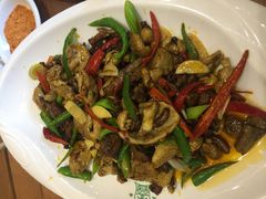 野黄菇炒牛柳-清真·益鑫羊肉手抓馆(花园北街店)