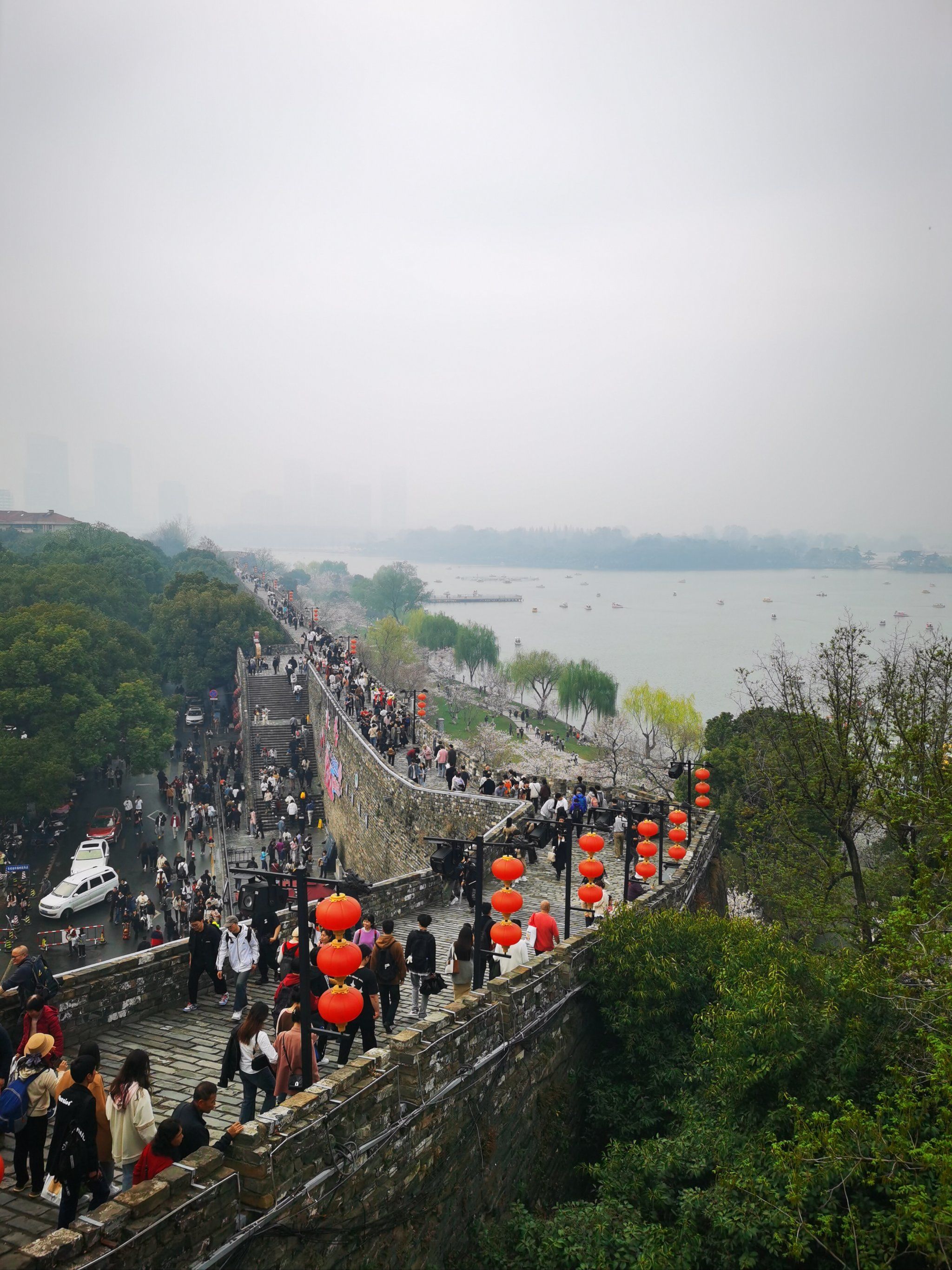 南京城墙赏樱观景游湖