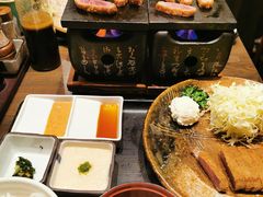 牛かつ130ｇ明太麦飯セット-牛かつもと村(原宿店)
