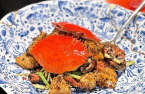Steamed Crab with Preserved Vegetable and Handmade Rice Cake