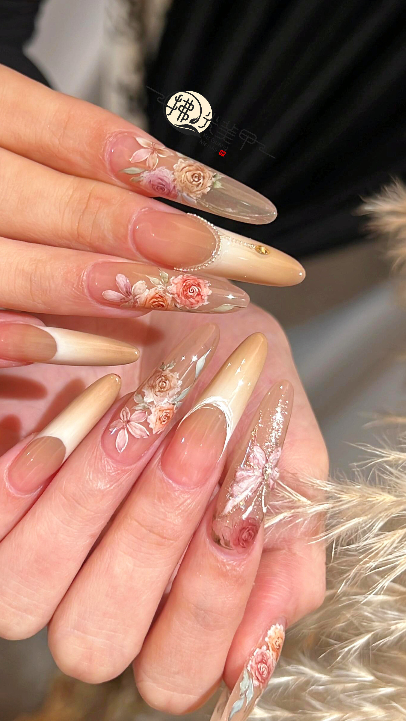 玫瑰的故事花卉美甲💅