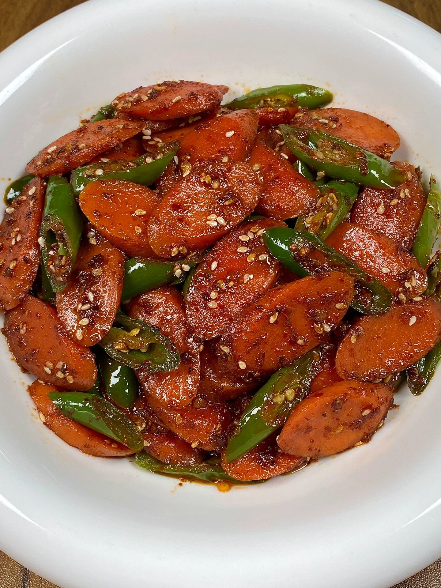 青椒火腿肠那真是香的嘞