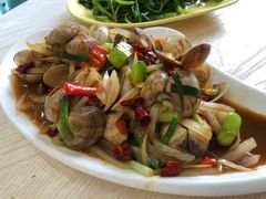 姜葱爆炒花蛤-覃记海鲜美食餐厅