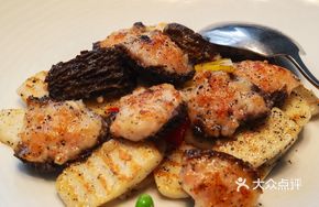 Black Truffle and Chinese Yam Stir-Fried Morel Mushrooms