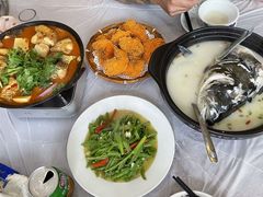 炒南瓜头-万佛湖许老大铁锅鱼(黑金冠店)