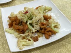 菜花炒猪颈肉-广宁炭炉鸡煲·富临门饭店