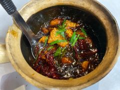 砂锅宫保鳄鱼肉-长城砂煲田鸡粥