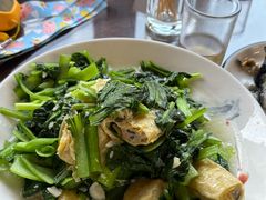 青菜炒响铃-芦茨金富饭庄·25年老字号·专做稻草鸡