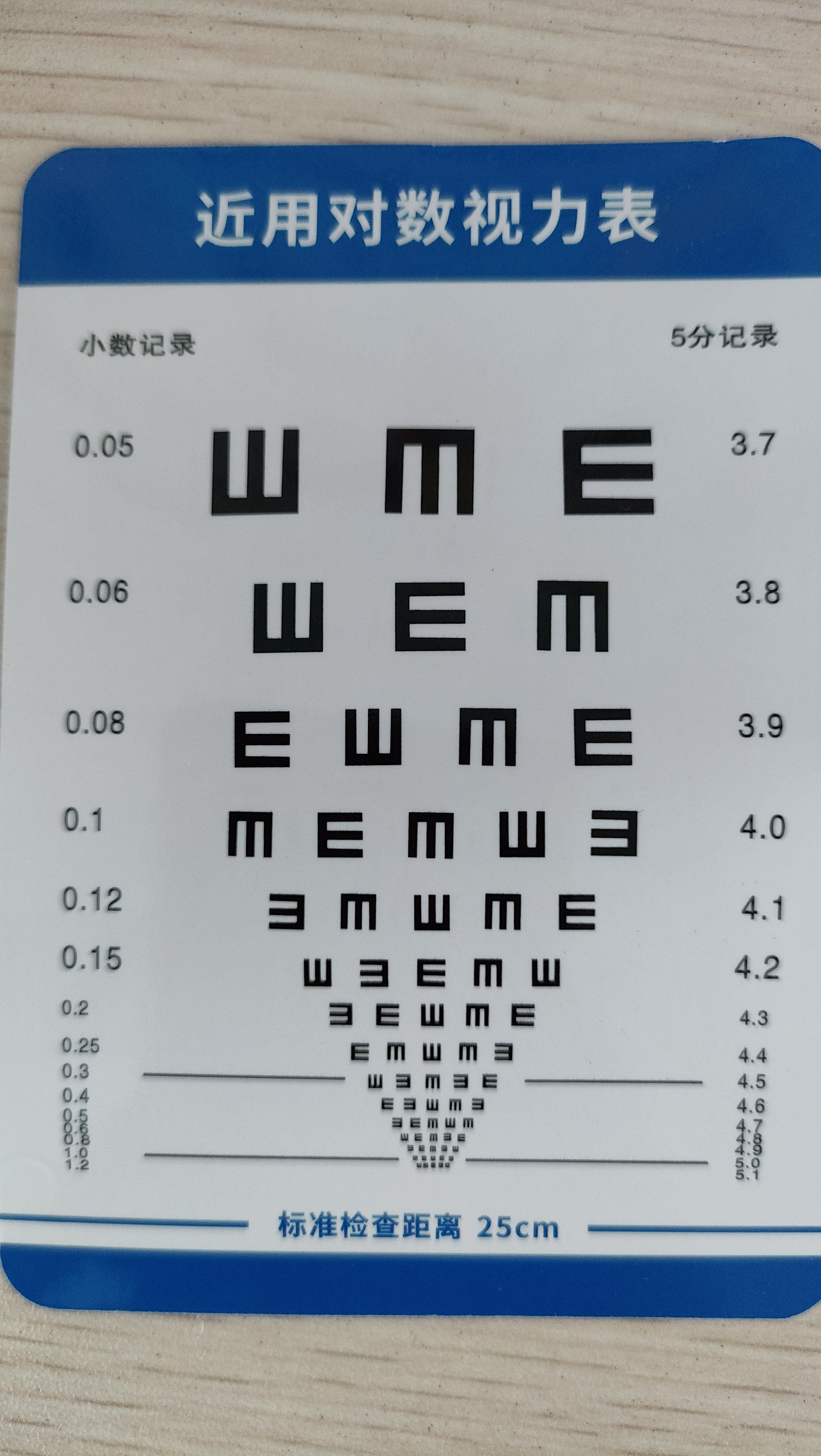 移动视力表,重复训练.课间训练3~5分钟