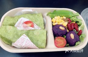 Spinach Beef Rolls with Purple Sweet Potato Salad
