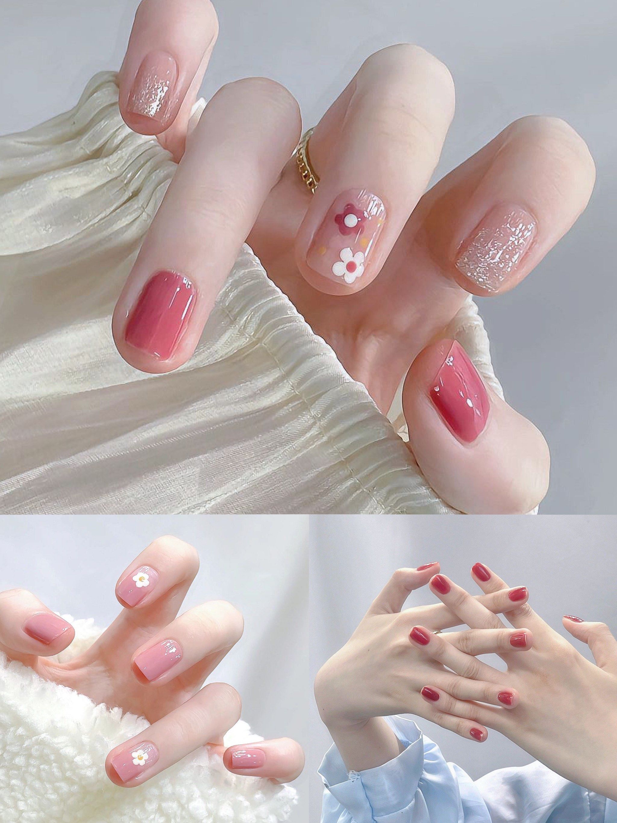 夏季小清新简约温柔甜美气质美甲