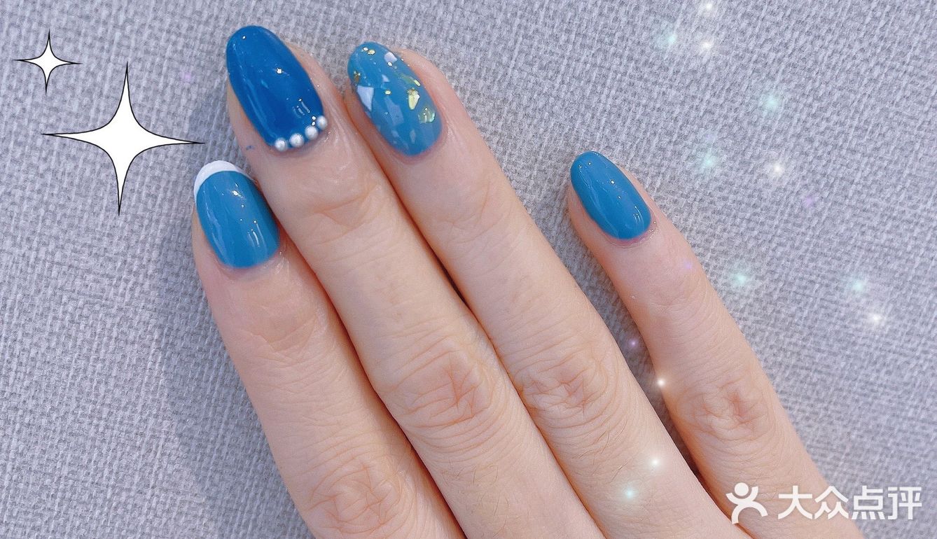 天津探店｜蓝色系珍珠贝壳🐚显白撞色美甲💅