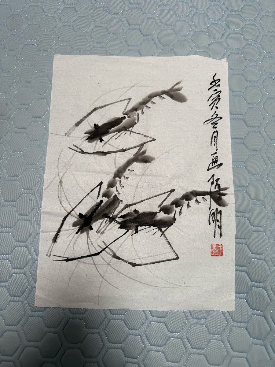 齐白石再传徒弟的荷花和虾都有齐白石的风范