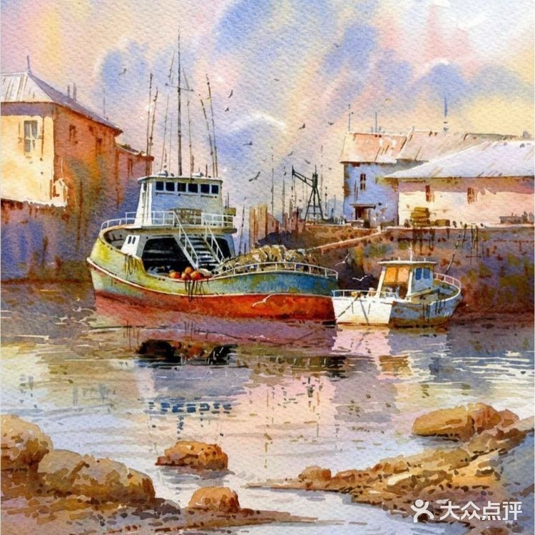 水彩下的静谧水乡村落惹人爱[加油]