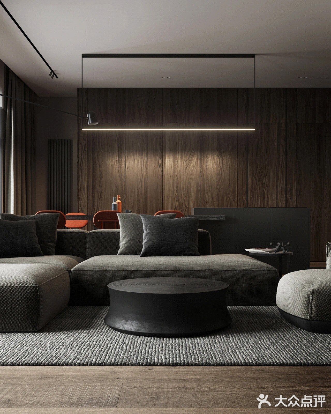 今日分享 原木灰+南瓜橙，74m²演绎大宅格调