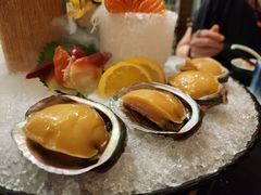 一口清酒鲍鱼配章红刺身-粤·向群饭店(二沙岛店)